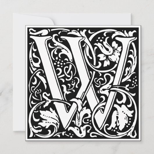 Art Nouveau Floral Alphabet Monogram Letter W Einladung (Vorderseite)