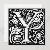 Art Nouveau Floral Alphabet Monogram Letter Y Einladung (Vorne/Hinten)