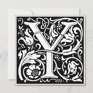 Art Nouveau Floral Alphabet Monogram Letter Y Einladung