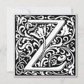 Art Nouveau Floral Alphabet Monogram Letter Z Einladung (Vorderseite)