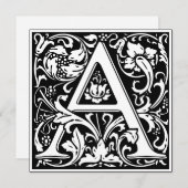 Art Nouveau Floral Alphabet Monogramm Letter A Einladung (Vorne/Hinten)