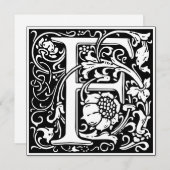 Art Nouveau Floral Alphabet Monogramm Letter F Einladung (Vorne/Hinten)