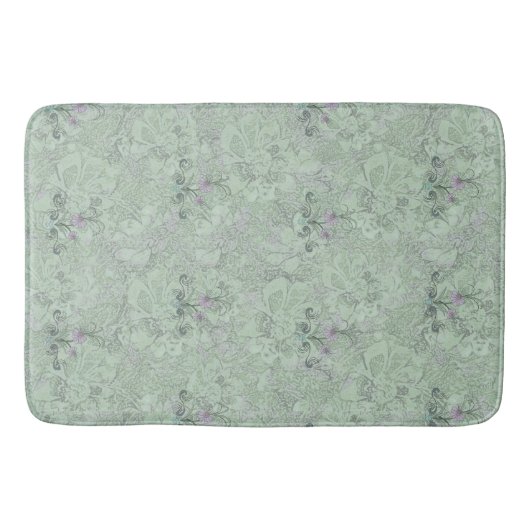 Art Nouveau Floral Bale Sage Dusty Lilac Badematte (Vorderseite)