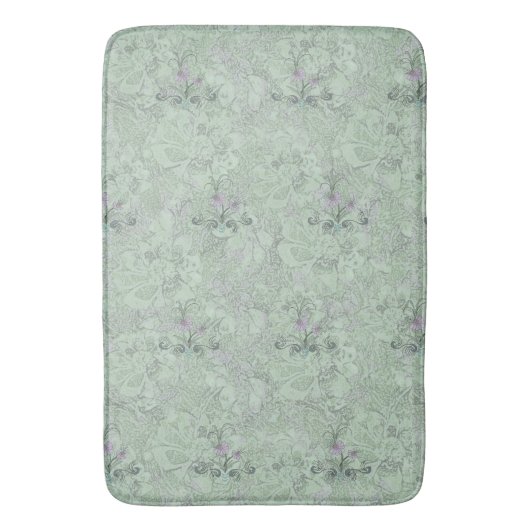 Art Nouveau Floral Bale Sage Dusty Lilac Badematte (Vorderseite Vertikal)