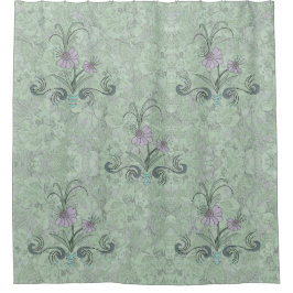 Art Nouveau Floral Bale Sage Dusty Lilac Duschvorhang