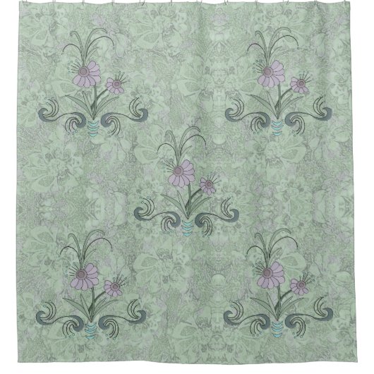 Art Nouveau Floral Bale Sage Dusty Lilac Duschvorhang (Vorderseite)