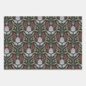 Art Nouveau Floral Black Green Gray Geschenkpapier Set (Vorderseite 3)