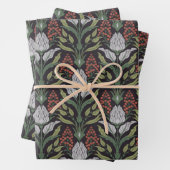 Art Nouveau Floral Black Green Gray Geschenkpapier Set (Beispiel)