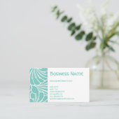 Art Nouveau Floral Blume Chic Türkis Muster Visitenkarte (Stehend Vorderseite)