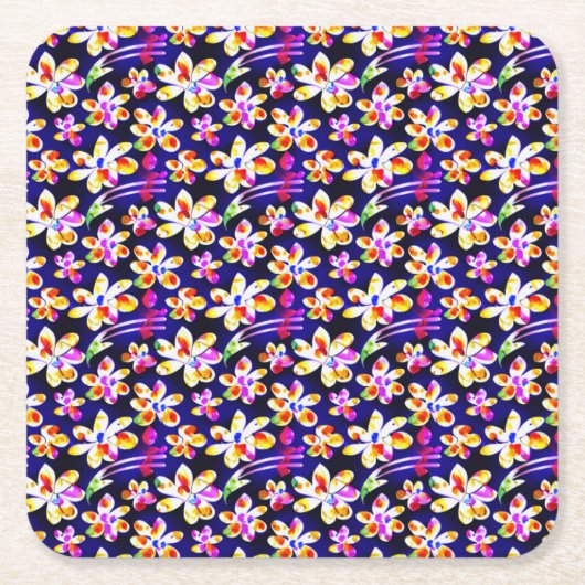 Art Nouveau Floral Boho Watercolo Rechteckiger Pappuntersetzer (Vorderseite)