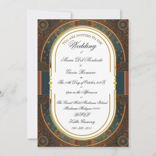 Art Nouveau Floral Calligraphy Einladung (Vorderseite)