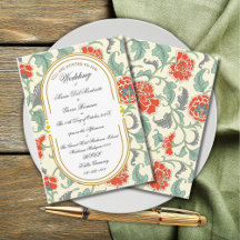 Art Nouveau Floral Calligraphy Einladung