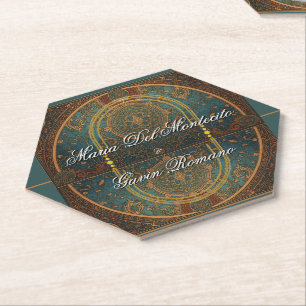 Art Nouveau Floral Calligraphy Einladung Untersetzer