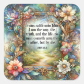 Art Nouveau Floral Christlich Sticker John 14:6 (Vorderseite)