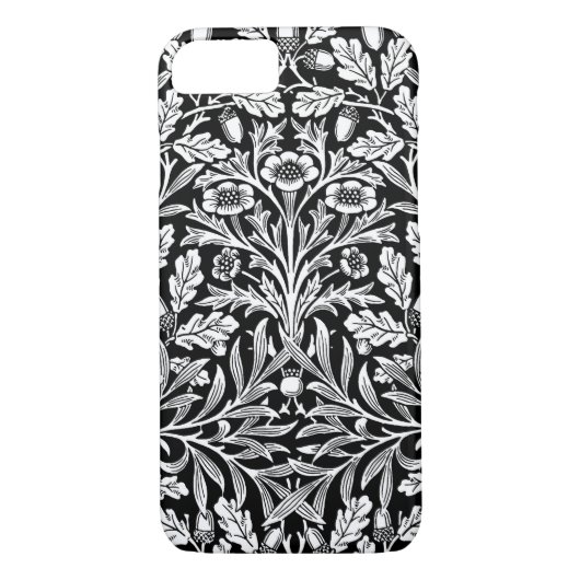 Art Nouveau Floral Damask, Black and White Case-Mate iPhone Hülle (Rückseite)