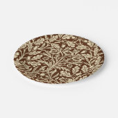 Art Nouveau Floral Damask, Dark Brown and Beige Pappteller (Schrägansicht)