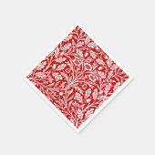 Art Nouveau Floral Damask, Dunkelrot und Weiß Serviette (Ecke)