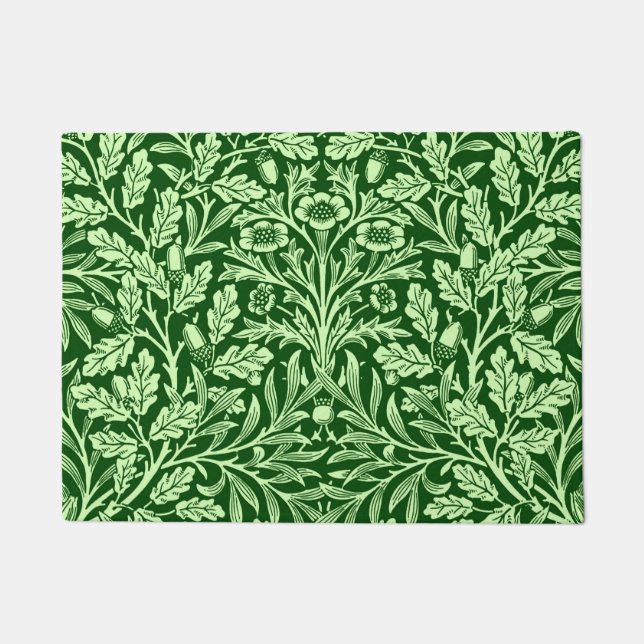 Art Nouveau Floral Damask, Emerald Green Fußmatte (Vorderseite)