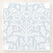 Art Nouveau Floral Damask, Kobalt Blau und Weiß Glasuntersetzer (Rückseite)