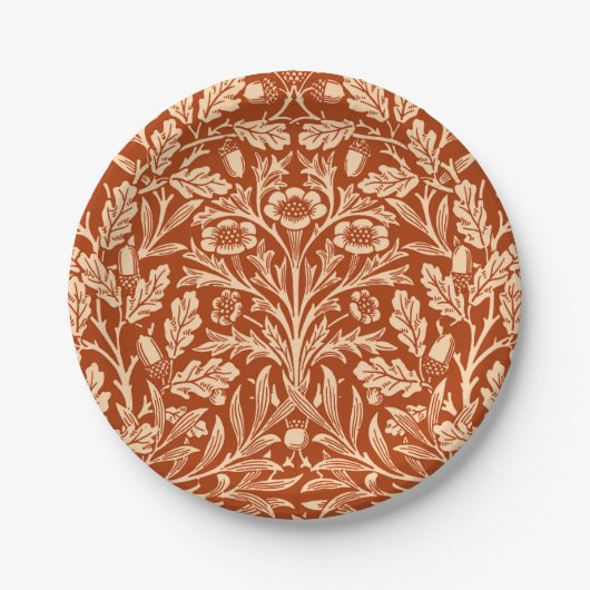 Art Nouveau Floral Damask, Mandarin Orange Pappteller (Vorderseite)