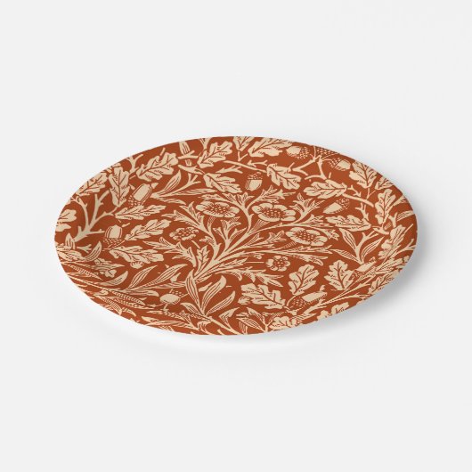 Art Nouveau Floral Damask, Mandarin Orange Pappteller (Schrägansicht)