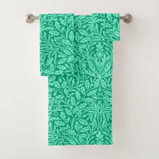 Art Nouveau Floral Damask, Türkis und Aqua Badhandtuch Set (Insitu)