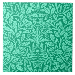 Art Nouveau Floral Damask, Türkis und Aqua Cer Fliese