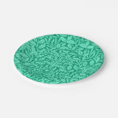 Art Nouveau Floral Damask, Türkis und Aqua Pappteller (Schrägansicht)