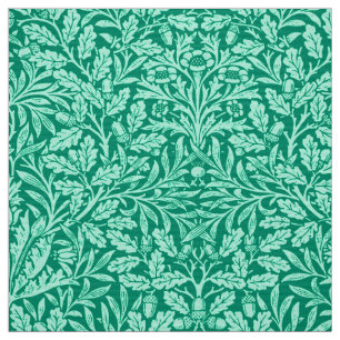 Art Nouveau Floral Damask, Türkis und Aqua Stoff