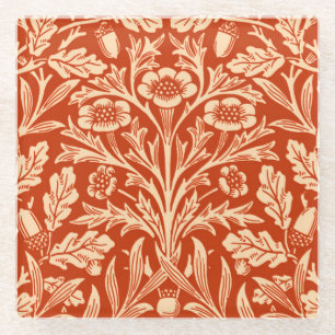 Art Nouveau Floral Damast, Mandarinorange Glasuntersetzer