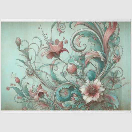 Art Nouveau Floral Decoupage Seidenpapier (Vorderseite)