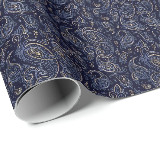 Art Nouveau Floral Denim Design Geschenkpapier (Rolleneckpunkt)