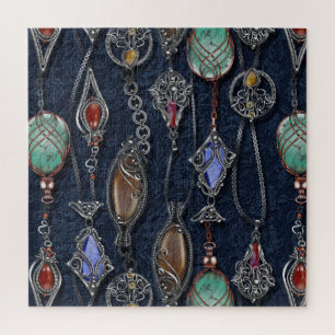 Art Nouveau Floral: Denim Elegance. Puzzle