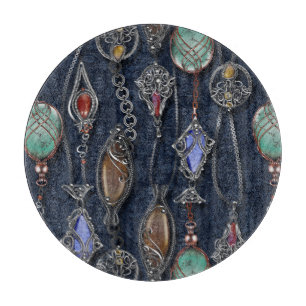 Art Nouveau Floral: Denim Elegance. Schneidebrett