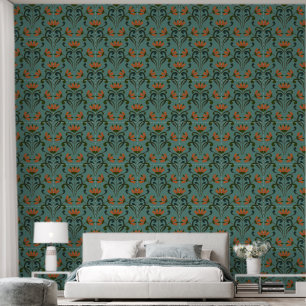 Art Nouveau Floral Design auf Aquamarinem grünem H Tapete