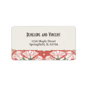Art Nouveau Floral Elegante 2 Hochzeiten Adressaufkleber (Vorne)