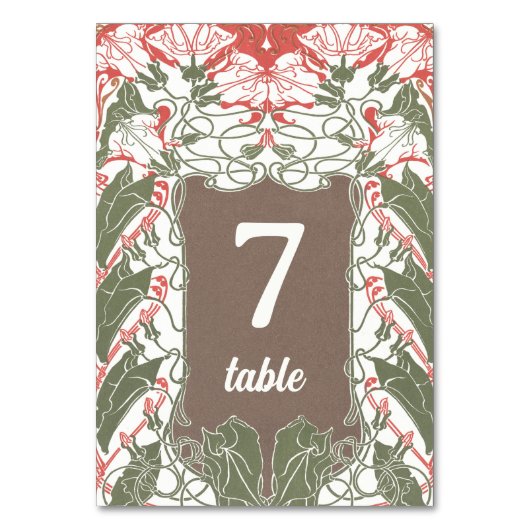 Art Nouveau Floral Elegante 2 Tischnummer (Vorderseite)