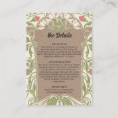 Art Nouveau Floral Elegante Hochzeit Details Begleitkarte (Vorderseite)