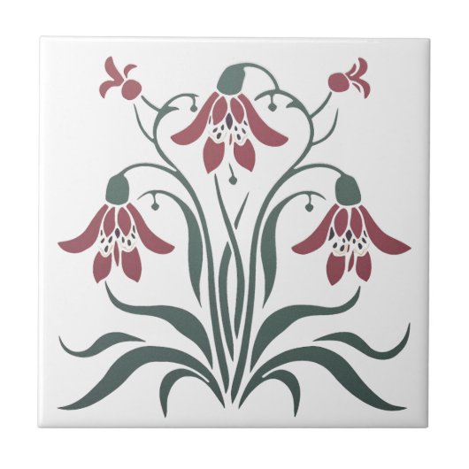 Art Nouveau Floral Fliese (Vorderseite)