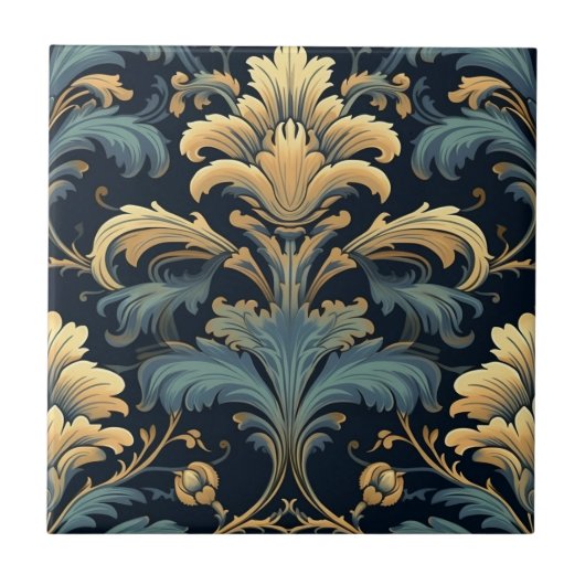 Art Nouveau Floral Fliese (Vorderseite)