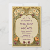 Art Nouveau Floral Frame Wedding Invitation Einladung (Vorderseite)