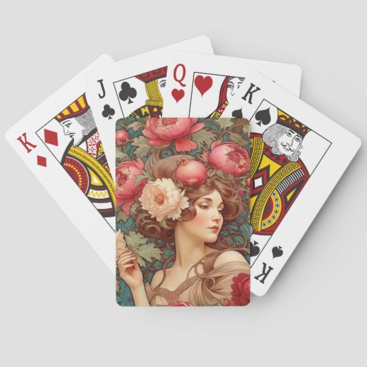 Art Nouveau Floral Frucht Frau Spielkarte (Rückseite)