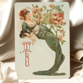 Art Nouveau Floral Goddess Menu Card Einladung