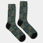 Art Nouveau Floral Gold & Green Socken (Rechts)
