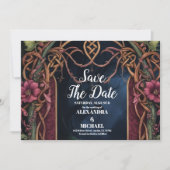 Art Nouveau Floral Gothic Halloween Hochzeit Save The Date (Vorderseite)