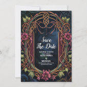 Art Nouveau Floral Gothic Halloween Hochzeit Save The Date (Vorderseite)