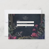Art Nouveau Floral Halloween Hochzeit RSVP Karte (Vorderseite)