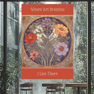 Art Nouveau Floral Herbst Frühling Wo Kunst atmet Fensteraufkleber