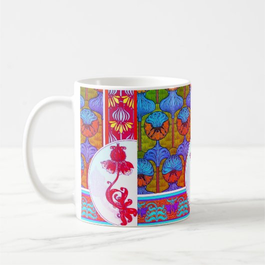 Art Nouveau floral Imperial Verneuil blau pink Kaffeetasse (Links)