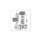 Art Nouveau Floral Initial H Gummistempel (Prägung)